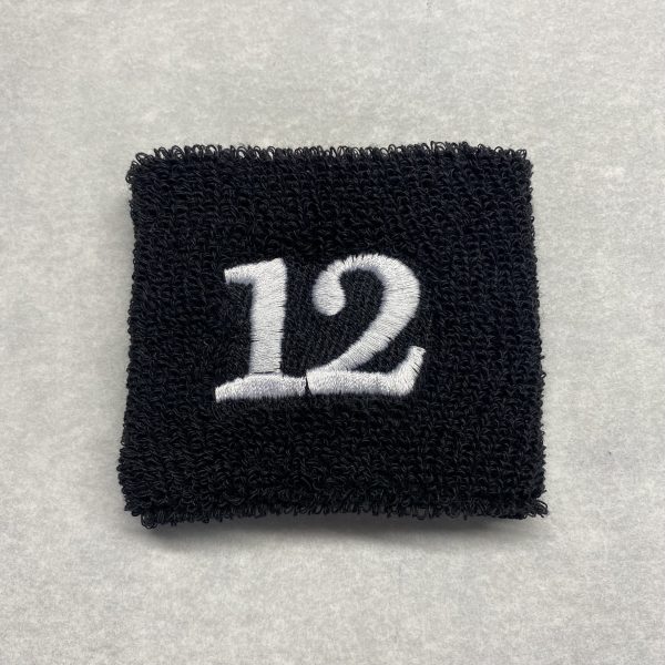 3 inch wristband with number 12 embroidered