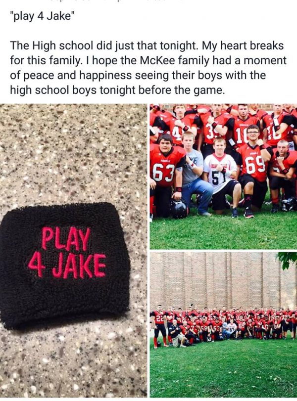 Custom memorial sweatbands made in honor of Jake. A lost team-mate.